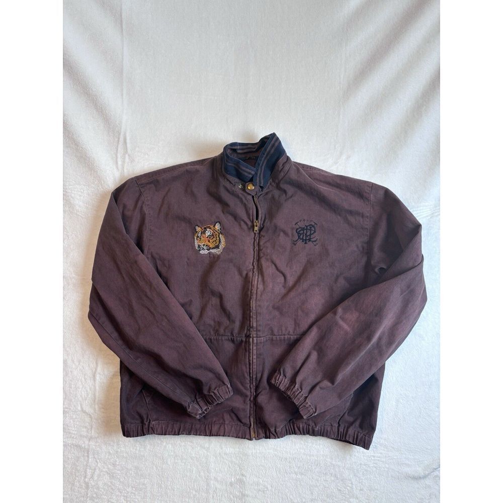 VTG Polo Ralph Lauren‎ Full Zip Scribble Long Sleeve Dyed Jacket Men's Large *